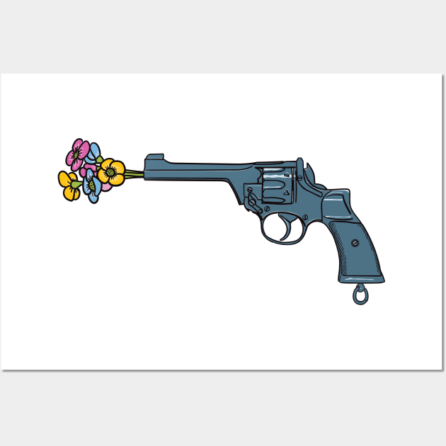 Revolver with a barrel blocked by flowers Wall Art by StefanAlfonso